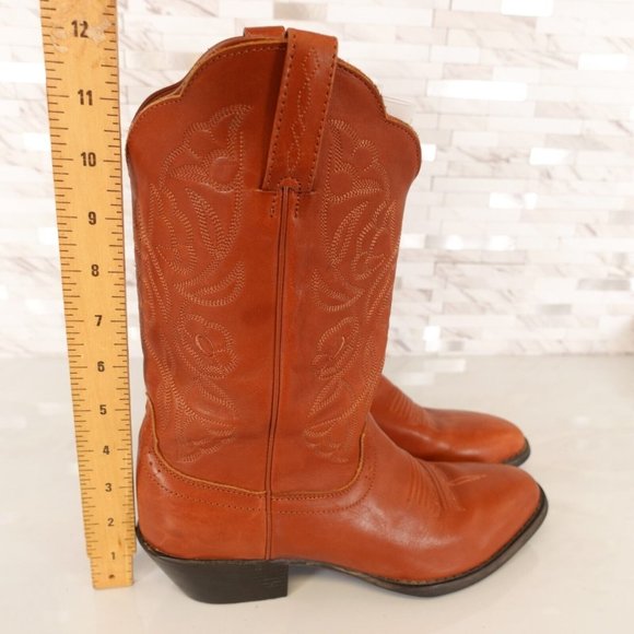 Road Wolf Boots 7 M Women Western Cowboy Outland Leather Rodeo Daisy Duke Cognac - Picture 7 of 16